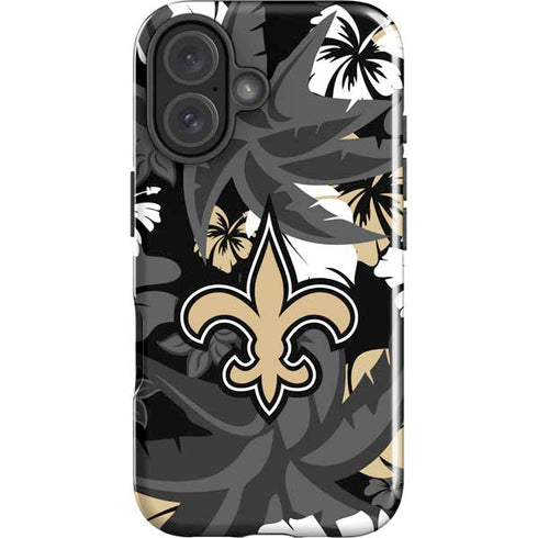 NFL New Orleans Saints Tropical Print iPhone 16 Plus Impact Case