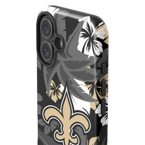 NFL New Orleans Saints Tropical Print iPhone 16 Plus Impact Case