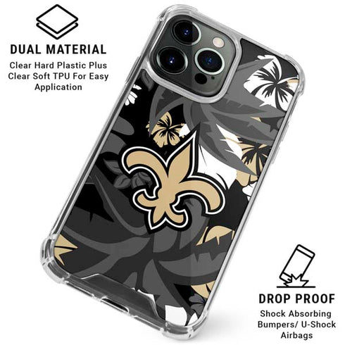 NFL New Orleans Saints Tropical Print iPhone 16 Pro Max Clear Case