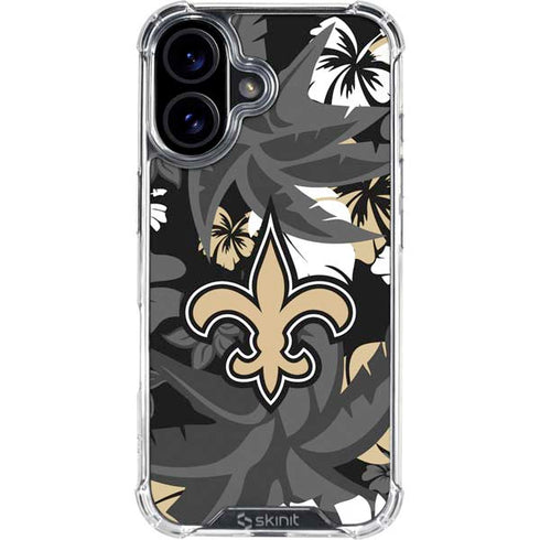 NFL New Orleans Saints Tropical Print iPhone 17 Clear Case