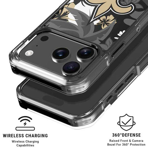 NFL New Orleans Saints Tropical Print iPhone 18 Pro Clear Case