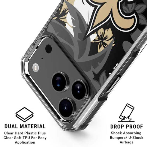 NFL New Orleans Saints Tropical Print iPhone 18 Pro Clear Case