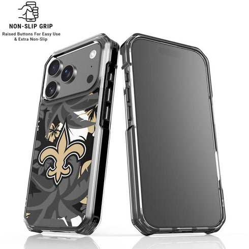 NFL New Orleans Saints Tropical Print iPhone 18 Pro Clear Case