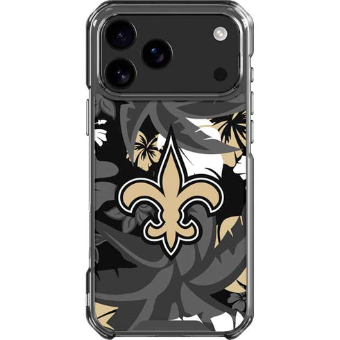 NFL New Orleans Saints Tropical Print iPhone 18 Pro Max Clear Case