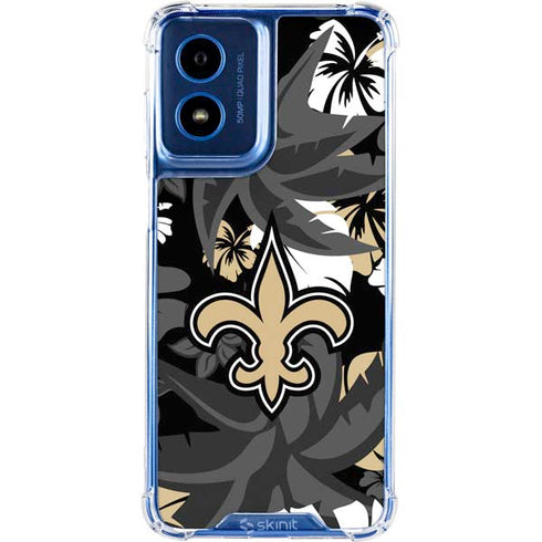 NFL New Orleans Saints Tropical Print Moto G 5G (2024) Clear Case