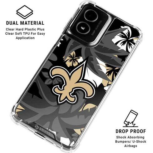 NFL New Orleans Saints Tropical Print Moto G Power 5G (2024) Clear Case
