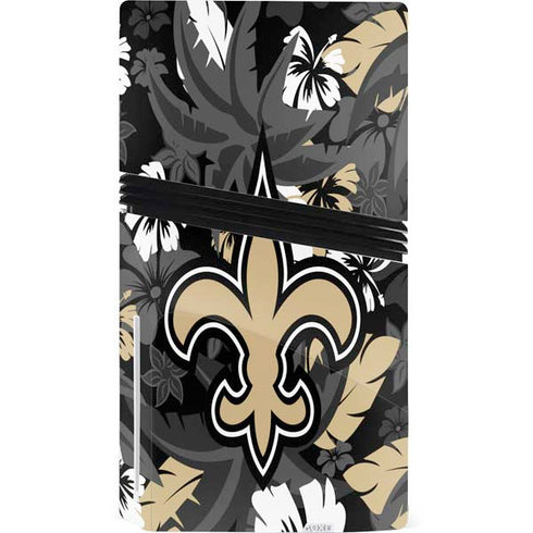 NFL New Orleans Saints Tropical Print PS5 Pro Disk Bundle Skin