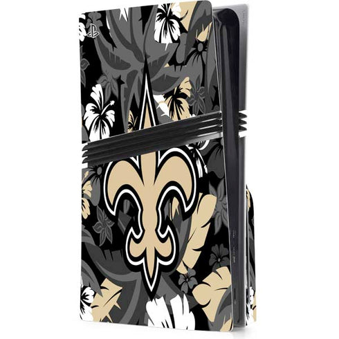 NFL New Orleans Saints Tropical Print PS5 Pro Disk Console Skin