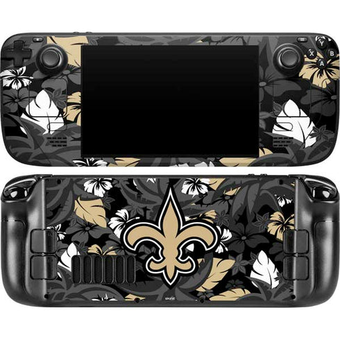 NFL New Orleans Saints Tropical Print Steam Deck Handheld Gaming Computer OLED Skin
