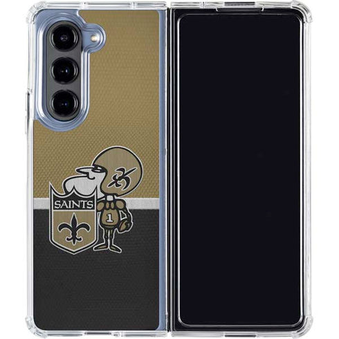 NFL New Orleans Saints Vintage Galaxy Z Fold5 5G Clear Case