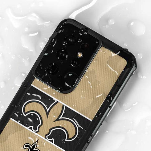 NFL New Orleans Saints Zone Block Galaxy S24 Ultra Waterproof Case