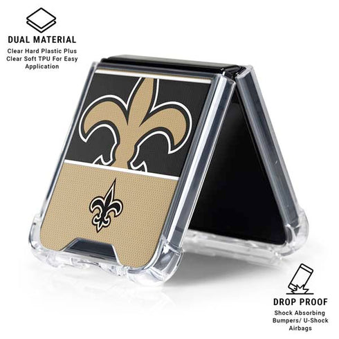 NFL New Orleans Saints Zone Block Galaxy Z Flip6 Clear Case