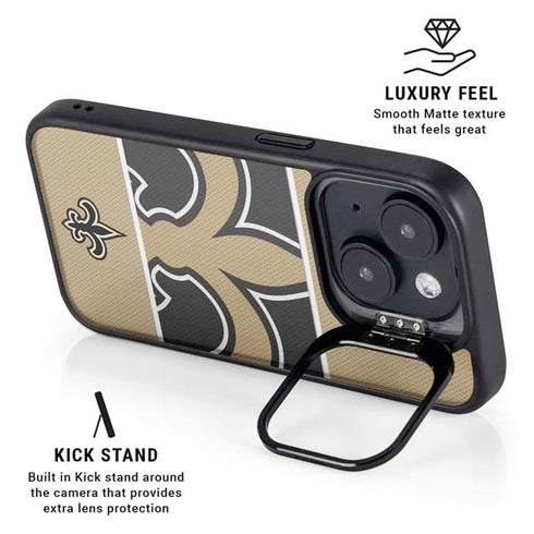 NFL New Orleans Saints Zone Block iPhone 14 Plus Kickstand Case