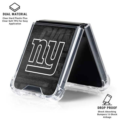 NFL New York Giants Black & White Galaxy Z Flip7 Clear Case
