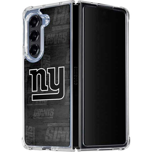 NFL New York Giants Black & White Galaxy Z Fold5 5G Clear Case