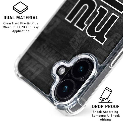 NFL New York Giants Black & White iPhone 16 Plus Clear Case