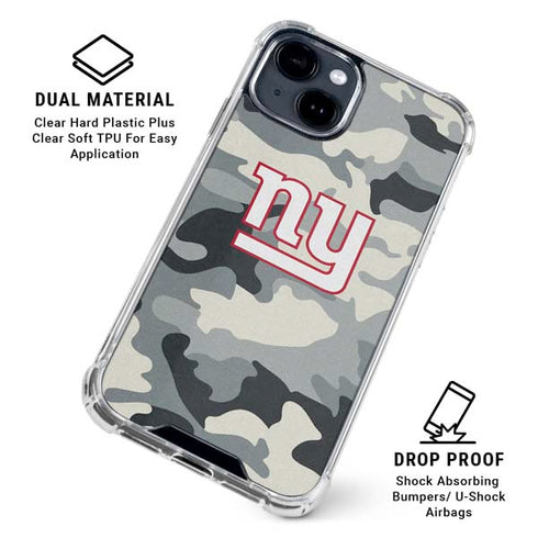 NFL New York Giants Camo iPhone 15 Clear Case