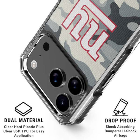 NFL New York Giants Camo iPhone 18 Pro Clear Case