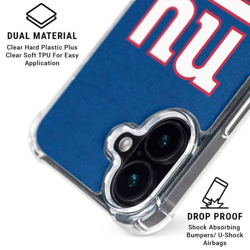 NFL New York Giants Distressed iPhone 16 Plus Clear Case
