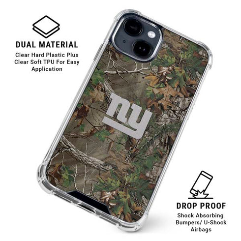 NFL New York Giants Realtree Xtra Green Camo iPhone 15 Clear Case