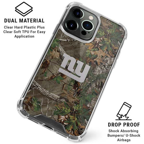 NFL New York Giants Realtree Xtra Green Camo iPhone 16 Pro Clear Case