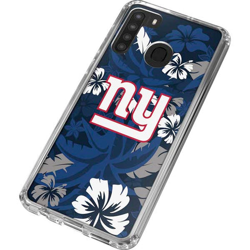NFL New York Giants Tropical Print Galaxy A21 Clear Case