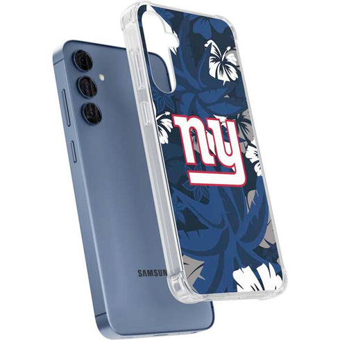 NFL New York Giants Tropical Print Galaxy A55 5G Clear Case
