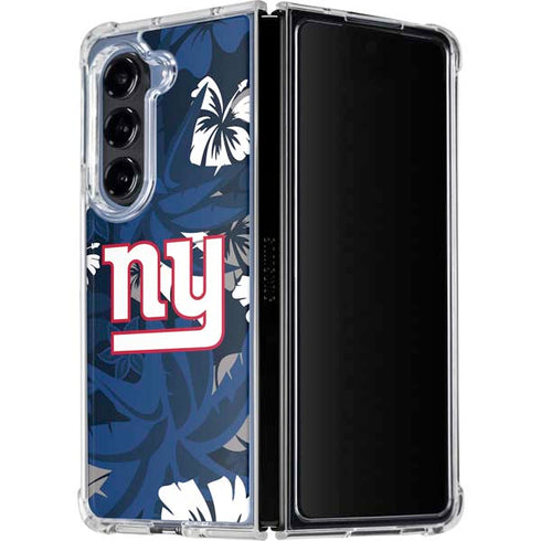 NFL New York Giants Tropical Print Galaxy Z Fold5 5G Clear Case