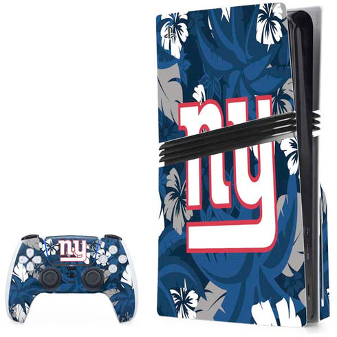 NFL New York Giants Tropical Print PS5 Pro Disk Bundle Skin