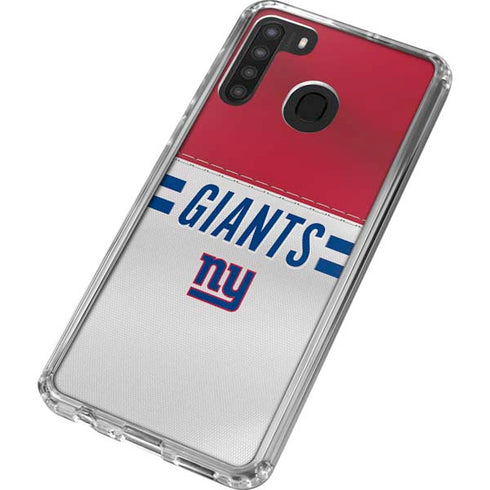 NFL New York Giants White Striped Galaxy A21 Clear Case