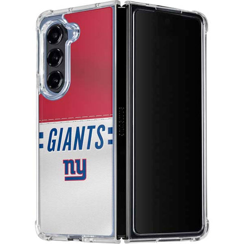NFL New York Giants White Striped Galaxy Z Fold5 5G Clear Case