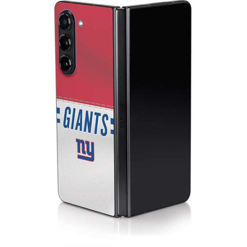NFL New York Giants White Striped Galaxy Z Fold5 5G Skin