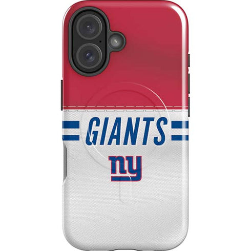 NFL New York Giants White Striped iPhone 16 Magsafe Impact Case