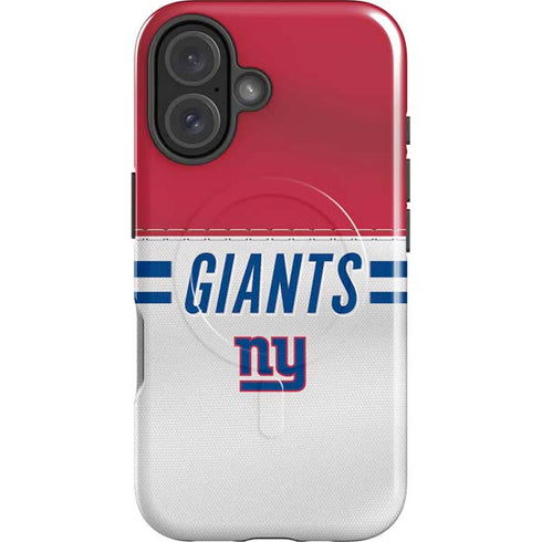 NFL New York Giants White Striped iPhone 16 Plus Magsafe Impact Case