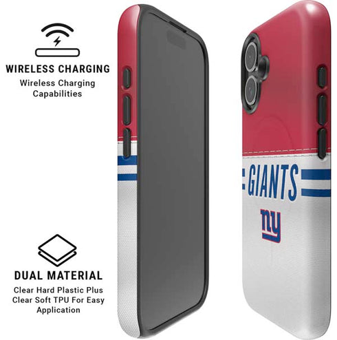 NFL New York Giants White Striped iPhone 16 Plus Magsafe Impact Case