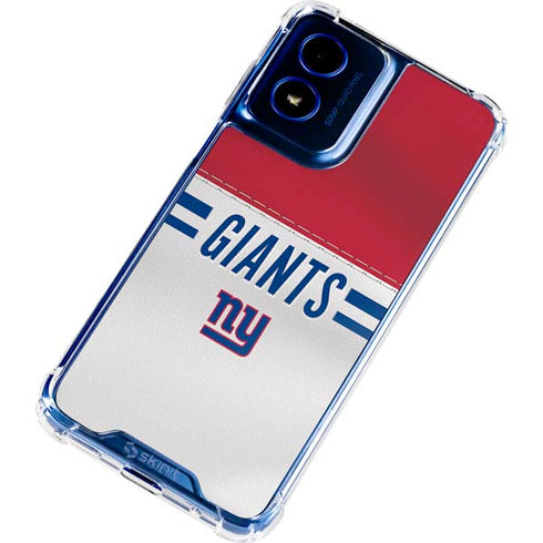 NFL New York Giants White Striped Moto G 5G (2024) Clear Case