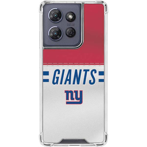 NFL New York Giants White Striped Moto G Play 5G (2025) Clear Case