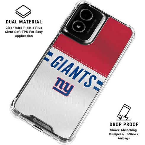 NFL New York Giants White Striped Moto G Power 5G (2024) Clear Case