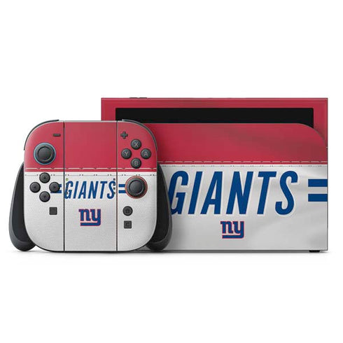 NFL New York Giants White Striped Nintendo Switch 2 (2025) with Joy-Con Skin