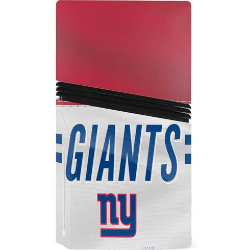 NFL New York Giants White Striped PS5 Pro Disk Bundle Skin