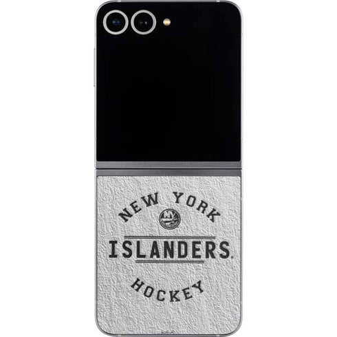 NHL New York Islanders Black Text Galaxy Z Flip6 Skin