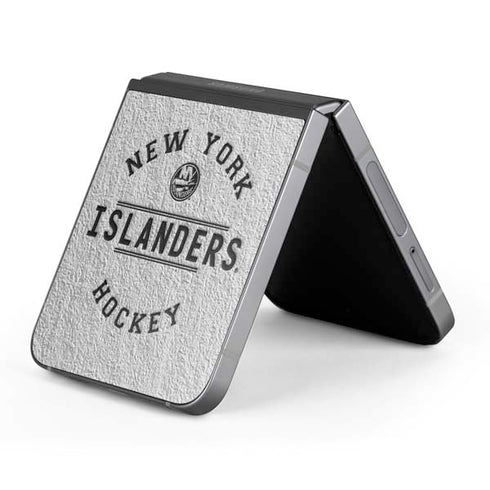 NHL New York Islanders Black Text Galaxy Z Flip6 Skin