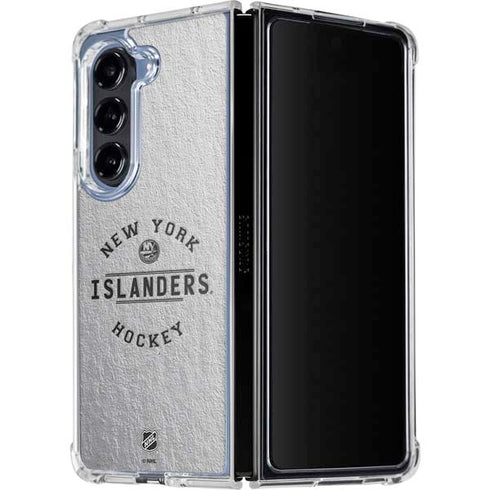 NHL New York Islanders Black Text Galaxy Z Fold5 5G Clear Case