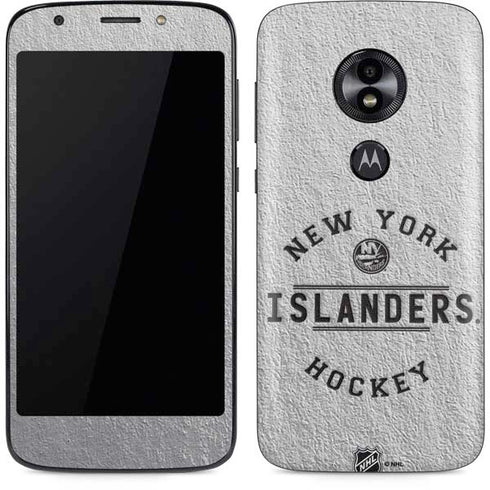 NHL New York Islanders Black Text Moto E5 Play Skin