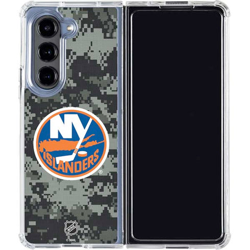 NHL New York Islanders Camo Galaxy Z Fold5 5G Clear Case