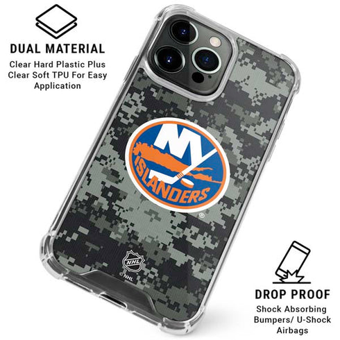 NHL New York Islanders Camo iPhone 16 Pro Max Clear Case