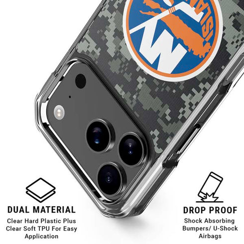 NHL New York Islanders Camo iPhone 18 Pro Clear Case