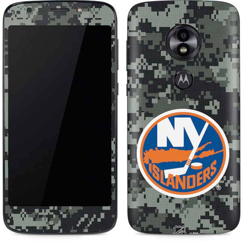 NHL New York Islanders Camo Moto E5 Play Skin