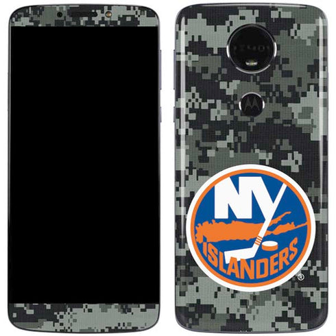 NHL New York Islanders Camo Moto E5 Plus Skin