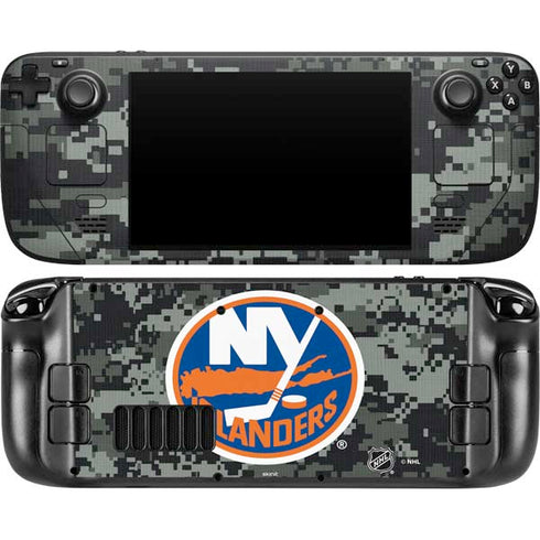 NHL New York Islanders Camo Steam Deck Handheld Gaming Computer OLED Skin